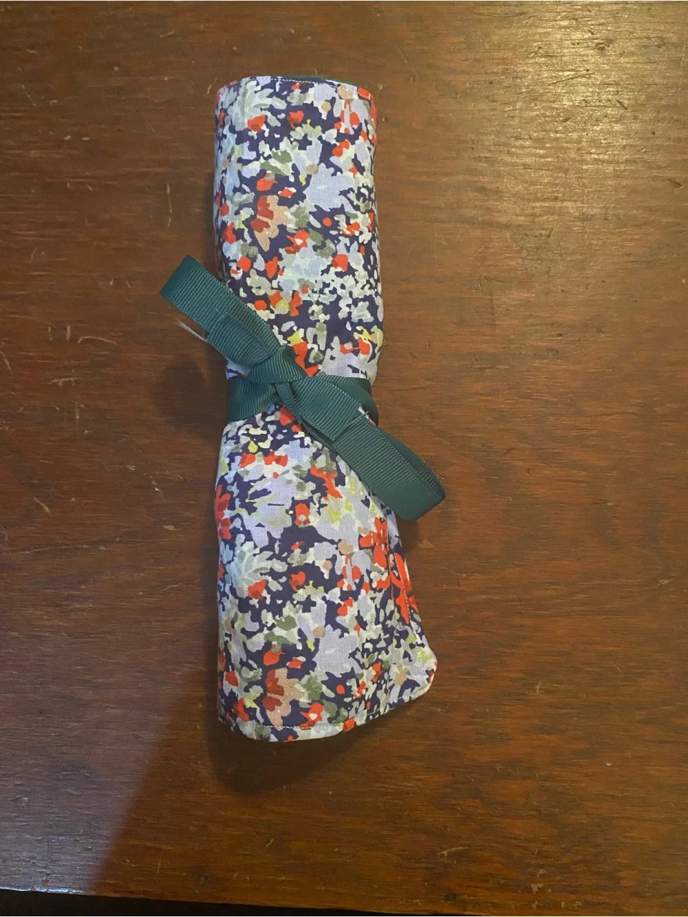 Handmade Floral Pencil Roll-Up Case